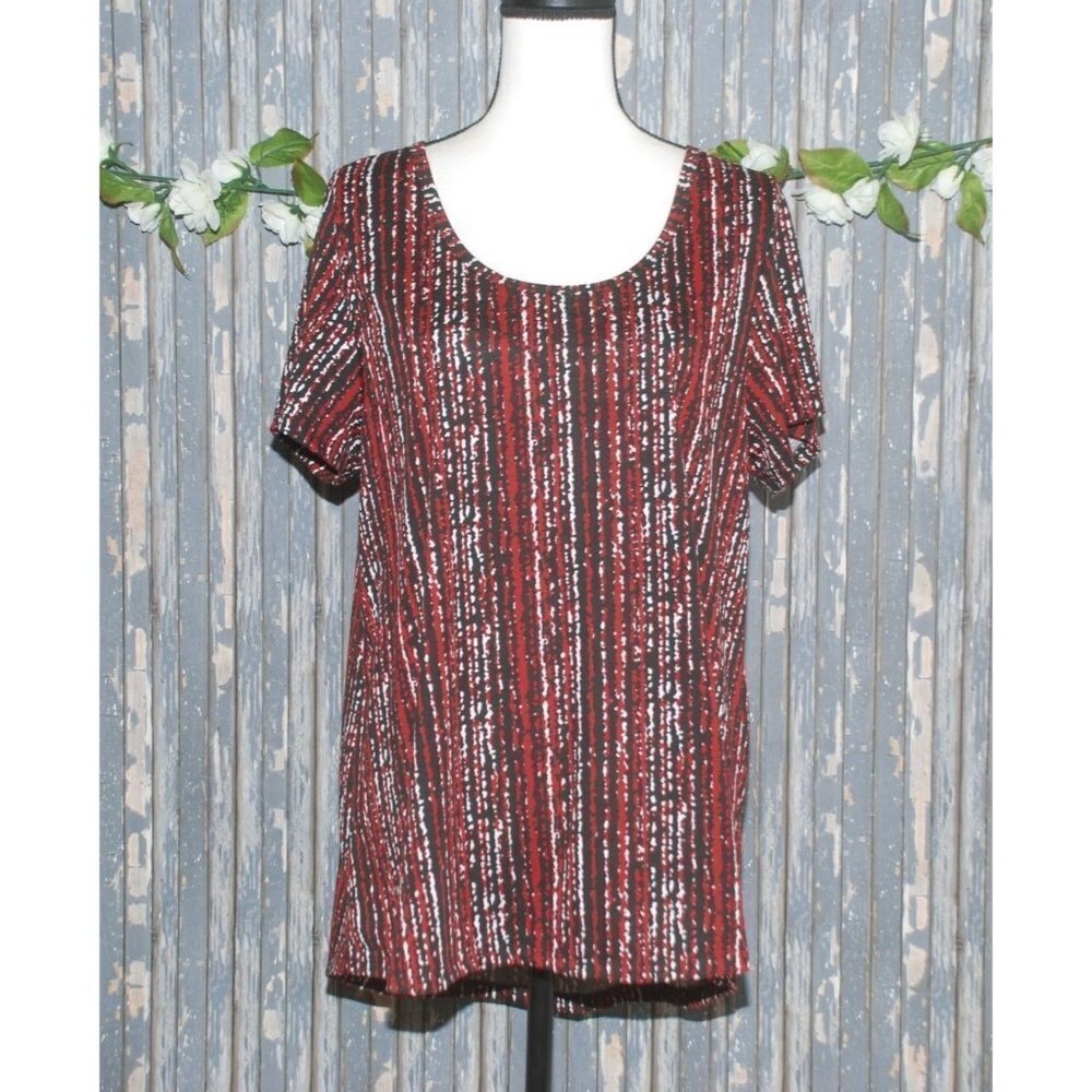 LuLaRoe Ladies Blouse Shirt Top Size XL Stretch Short Sleeve Red And Black